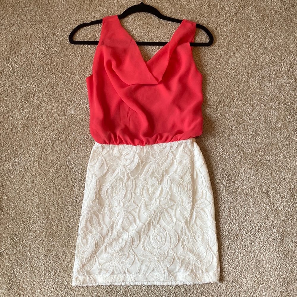 Body Central Pink and White Mini Dress